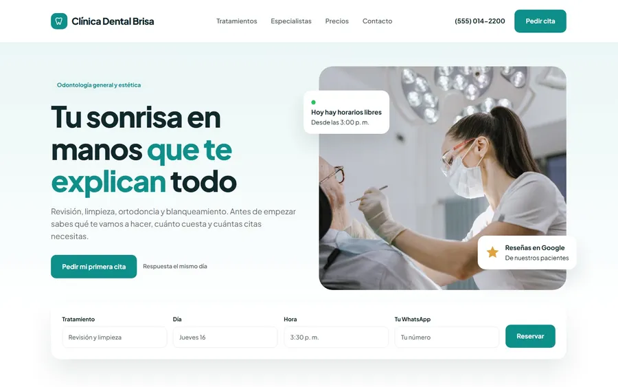 Muestra de página para consultorio